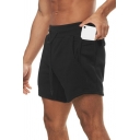 Men's Sporty Shorts Solid Color Drawstring Waist Side Pocket Regular Fit Mini Shorts