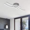 3 LED Light Modern Ceiling Light Linear Metal Shade Flush Mount Ceiling Fixture for Bedroom