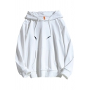 Men Trendy Hoodie Pure Color Long Sleeves Kangaroo Pocket Drawstring Hooded Relaxed Fit Sweatshirt