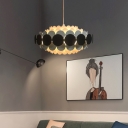 Modern Chic Round Hanging Lamp 24 Inchs Wide Decorative Suspension Light for Living Room