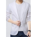 Fashionable Blazers Plain Pocket Detailed Button Closure Long Sleeve Slim Blazers for Men