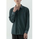 Casual Shirt Mini Logo Long Sleeved Turn-down Collar Button Relaxed Fit Shirt Top for Men