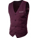 Chic Guys Vest Color Block Pocket Detail Sleeveless V Neck Single Breasted Slim Fit Vest