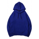 Modern Drawstring Hoodie Solid Color Kangaroo Pocket Long Sleeve Relaxed Fitted Hoodie for Men