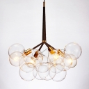 Clear Glass Ball Shade Chandelier Post Modern Ceiling Pendant Light for Living Room
