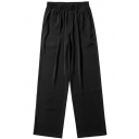 Men's Casual Pants Solid Color Side Pocket Drawstrings Waist Loose Pants