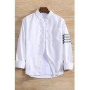 Street Style Men's Shirt Stripe Printed Button Closure Long Sleeve Relaxed Lapel Shirt