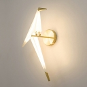 White Acrylic Shade Wand Lamp Artistic Paper Crane Design LED 1-Head Wall Sconce