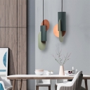 Nordic Style Pendant Light Cylinder and Round and Oval One Light Metal Colored Hanging Light 7 Inchs Wide for Kitchen