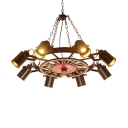 Novelty Clock Hanging Lamp Retro Industrial 25.5 Inchs Height Metal Cylinder Chandelier Lighting for Restaurant