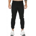 Men Popular Drawstring Pants Camo or Pure Color Mid Rise Slim Fitted Long Jogger Pants