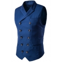 Formal Suit Vest Pocket Detail Double Breasted Solid Color Lapel Collar Slim Fit Suit Vest for Men