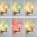 Beautiful Flower Wall Light 11 Inchs Height Colorful Glass Single Light Wall Lamp for Girl Bedroom