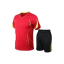 Sportive Guys Co-ords Colour Block Print Short Sleeve T-Shirt & Loose Shorts Set