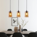 Retro Style Living Room 1-Bulb Pendant Capsule Double-Layered Glass Shade Hanging Lamp