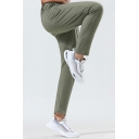 Modern Sporty Pants Solid Color Elastic Waist Full Length Straight-Cut Fitted Pants for Men