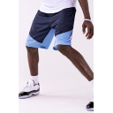 Vintage Shorts Color Block Drawstring Waist Pocket Detail Knee-Length Regular Fit Shorts for Men