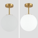 Globe Glass Shade Contemporary Ceiling Light with 1 Light Circle Metal Ceiling Mount Semi Flush for Hallway