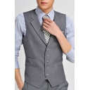 Trendy Suit Vest Solid Color Chest Pocket Belt Back Design Single-Breasted Notched Lapel Fitted Waistcoat for Men