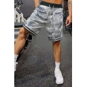 Men's Sportswear Shorts Camo Print Drawstring Waist Over The Knee Loose Fitted Shorts