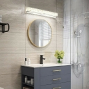 Modernist Bathroom Vanity Light Metal LED Vanity Light Fixtures in Silver with Crystal Shade