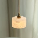 Cylindrical Glass Shade Ceiling Pendant Simple Brass 1 Light Hanging Lamp for Dining Room