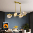 LED Light Contemporary Pendant Metal Ceiling Mount Glass Globe Shade Island Light for Dining Room