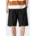Leisure Men's Shorts Solid Color Drawstring Rise Relaxed Fitted Cargo Shorts