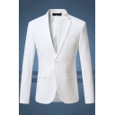 Elegant Men's Suit Solid Color Long-Sleeved Pocket Decorated Single Button Lapel Collar Slim Fit Business Blazer Suit