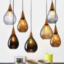 Bubble Glass Modern Dining Room Pendant Teardrop Design 1-Head Hanging Lamp