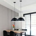 Dome Shade Macaron Pendant Nordic Living Room Aluminum 1-Head Hanging Lamp