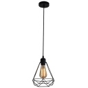 Retro 1 Light Pendant Lamp Diamond Iron Cluster Pendant Lighting in Black for Living Room