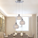 Cutous Cluster Pendant Light Modernism Inserted Crystal Chrome Hanging Lamp Kit