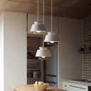 Clear Inner Glass Shade Pendant Nordic Dining Room Barrel Metal 1-Bulb Hanging Lamp