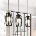 Black Finish Oval Pendant 5.5 Inchs Wide Farmhouse Iron Hanging Ceiling Light