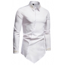 Elegant Shirt Abstract Pattern Long-Sleeved Turn-down Collar Button Closure Slim Fit Shirt Top for Men