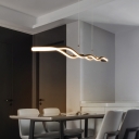 Wave Design Metal Island Pendant Modern Dining Room Linear LED 1-Light Island Light