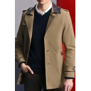 Mens Unique Trench Coat Plain Single Breasted Suit Collar Pocket Detailed Regular Fit Trench Coat