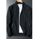 Men Fashionable Bomber Jacket Solid Color Zip-Fly Pocket Detail Loose Fitted Bomber Jacket