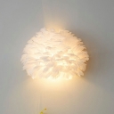 Tiered Feather Wall Sconce Modern Stylish Fur 1 Bulb 13 Inchs Wide Living Room Wall Mounted Fixture