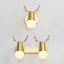 Bathroom Modern Wall Light Sconce Gold Metal Wall Mounted Mirror Front Antler-Shaped