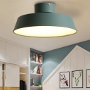 Acrylic Drums Semi Flush Mounted Ceiling Light Nordic LED Close To Ceiling Lighting Fixture for Canteen