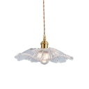 Vintage Hanging Light with Textured Glass Shade Single Light Pendant Lamp in Clear for Kitchen