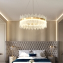 Contemporary Modern Pendant Clear Crystal Shade with 1 LED Light Metal Ceiling Mount Single Pendant for Bedroom