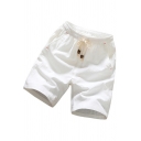 Simple Shorts Solid Color Two-Pocket Styling Drawstring Rise Straight Shorts for Men