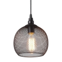 Black 1-Light Ceiling Hanging Lantern Industrial Iron Dome Mesh Cage 7.5 Inchs Wide Pendant Light for Bistro