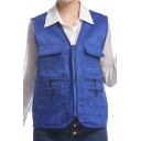 Mens Simple Vest Solid Color V-Neck Zipper Fly Pocket Detailed Regular Fit Vest