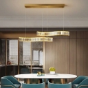 Crystal Brass Shade Linear Island Light Modern Living Room LED Island Fixture