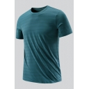 Popular T Shirt Stripe Pattern Short Sleeve Crew Neck Regular Fit T Shirt for Men