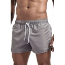 Popular Men's Shorts Plain Mid Waist Elasticated Waist with Drawstring Mini Length Fit Shorts